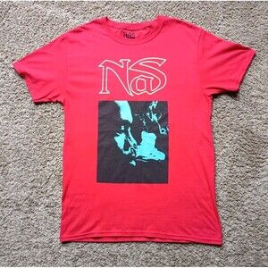 Nas T-Shirt Men's Small 90s Rap Graphic Red Short Sleeve